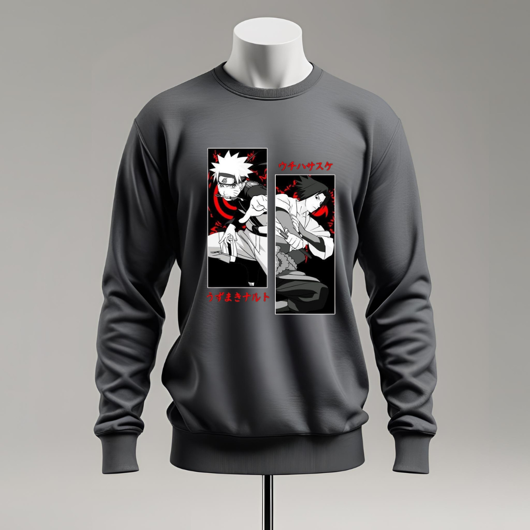 Felpa Naruto Shippuden – Design Naruto & Sasuke, Stile Streetwear