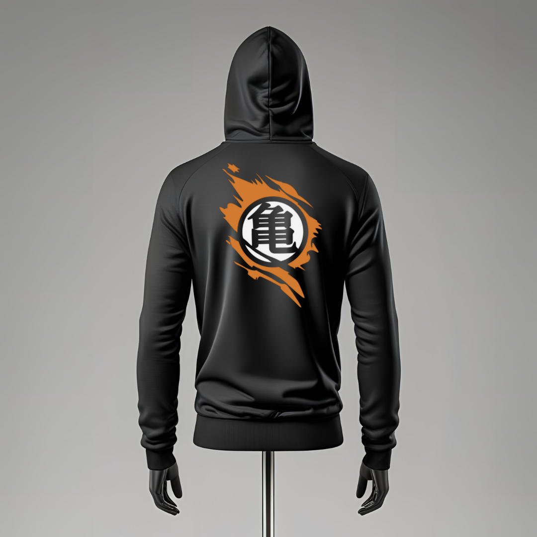Felpa Goku MUI – con cappuccio e cerniera, stile anime streetwear
