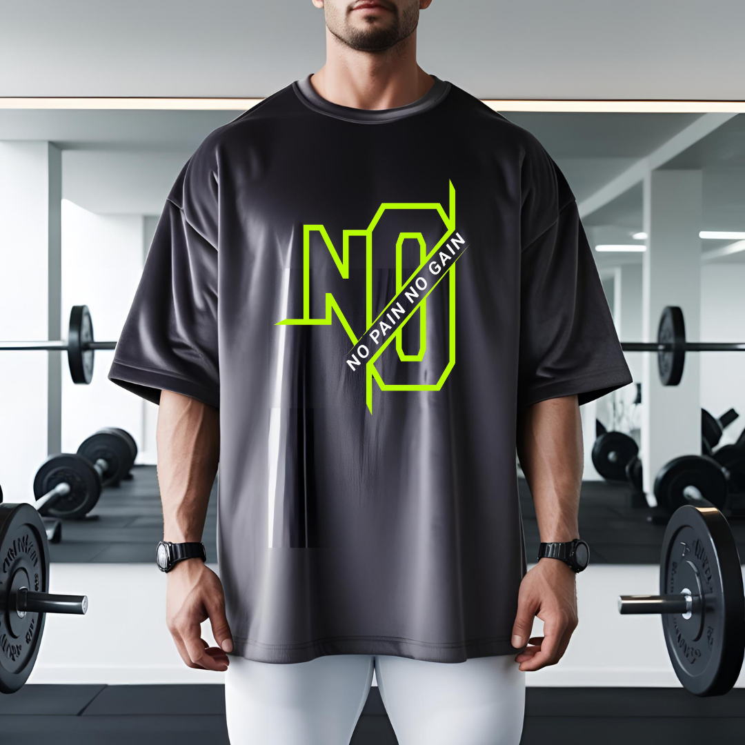 1 -T-shirt sbiadita oversize Gym No Pain No Gain