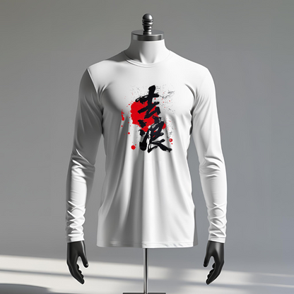 T-shirt Giapponese Maniche Lunghe – Design Kanji Elegante e Unisex