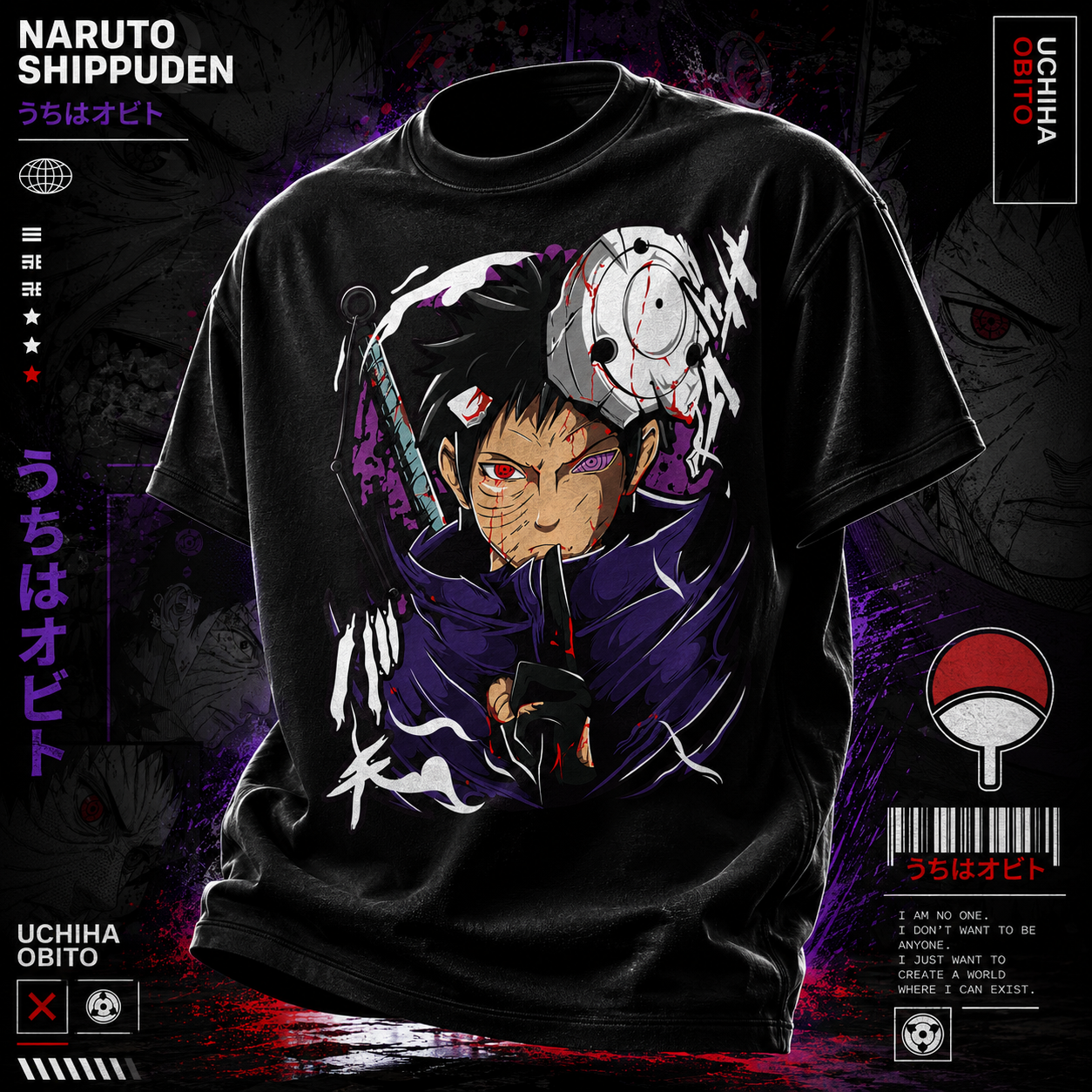1Obito Uchiha T-shirt - unisex Anime Naruto