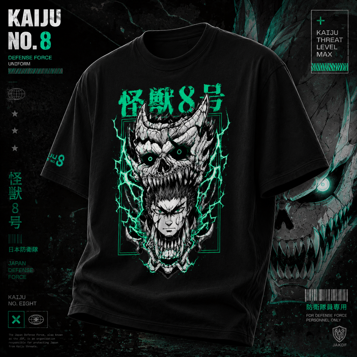 1Kaiju No. 8 T-Shirt - Skull Monster Anime