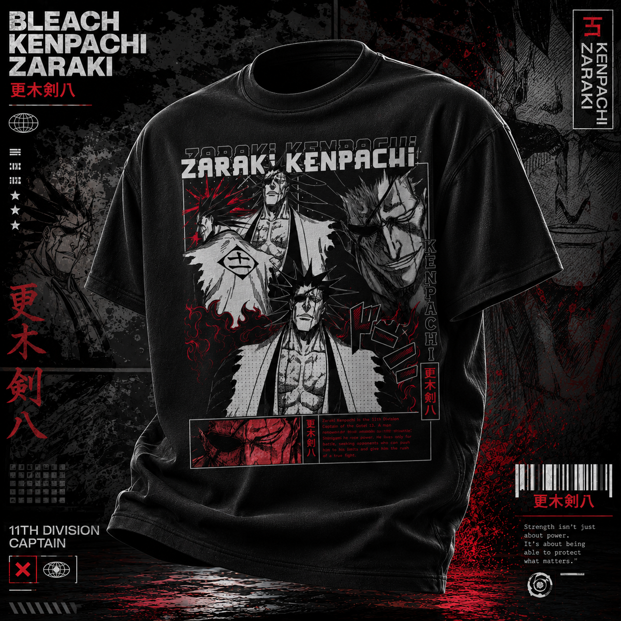 1Kenpachi Zaraki T-shirt - Unisex Anime Bleach