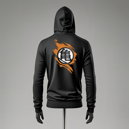 Felpa Goku MUI – con cappuccio e cerniera, stile anime streetwear