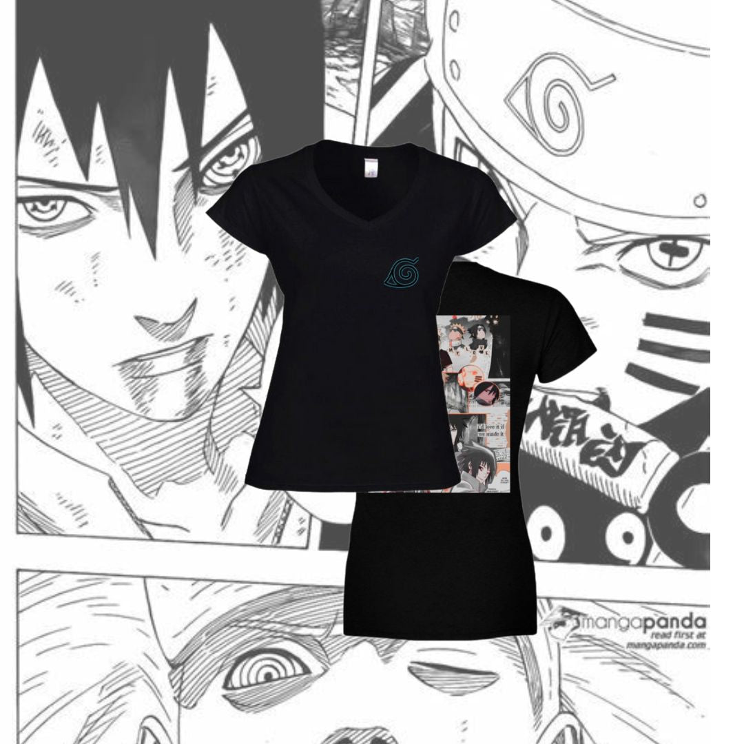 T-Shirt Donna Scollo V Naruto-Sasuke